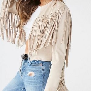 F21 suede fringe jacket